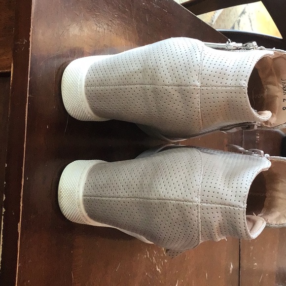 Taupe Zipper Hidden Wedge High Top Sneakers - Picture 3 of 6